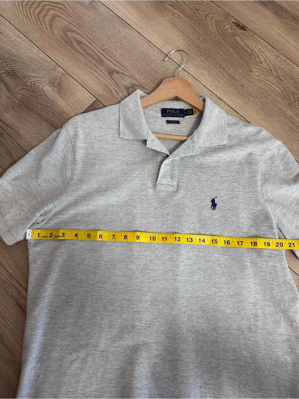 Ralph Lauren Men's Heather Gray Polo with Navy Pony Size M